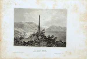 Alte Ansicht Fjord in Norwegen Frithiofs Bauta, Sogne.Fjord in Norwegen, 1840