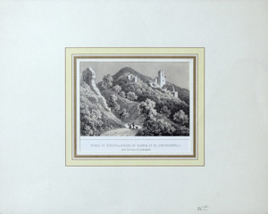 Alte Ansicht Burg Haneck Schrankenfels im Elsass / Alsace Ruines de Burgthalschloss. De Haneck et de Schrankenfels, 1863