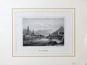 Alte Ansicht Thann Vogesen Vue de Thann,  1850