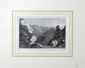 Alte Ansicht Roßtrappe bei Thale AUSSICHT VON DER ROSSTRAPPE IN DENKESSEL., 1840