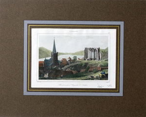 Alte Ansicht Bacharach Ruinen Bacharach et Chapelle St. Verner., 1860