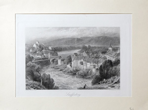 Alte Ansicht Lauffenberg am Rhein Lauffenberg.,  1860