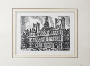 Alte Ansicht Rathaus Paris Hotel de Ville de Paris,  1880