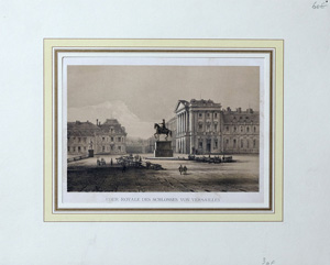 Alte Ansicht Schloss Versailles Frankreich COUR ROYALE DES SCHLOSSES VON VERSAILLES,  1850