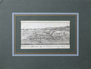 Alte Ansicht Saone bei Lyon Westliche Saone Uferansicht bey der Barbeninsel unweit Lyon.,  1810