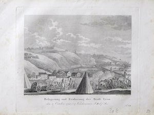 Alte Ansicht Lyon Revolutionskrieg Belagerung und Eroberung der Stadt Lyon den 9. Oktober 1793., 1816