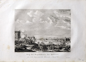 Alte Ansicht Frankreich Revolutionskrieg Quiberon Sieg der Republikaner bei Quiberon, den 21ten July 1795, 1817