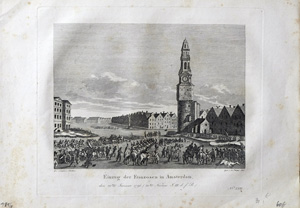 Alte Ansicht Amsterdam Holland Einzug der Franzosen in Amsterdam, den 19ten Januar 1795, 1817