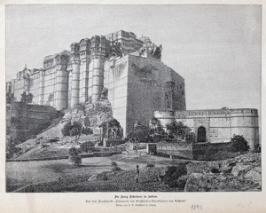 Alte Ansicht Indien, Burg Dschodpur Die Burg Dschodpur in Indien., 1893