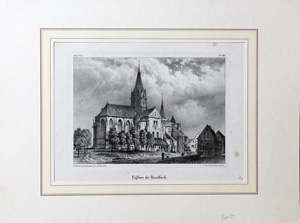 Alte Ansicht Kathedrale Rouffach Alsace Haut-Rhin Eglise de Rouffach,  1850