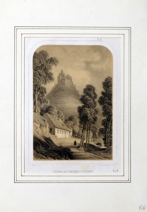 Alte Ansicht Luxembourg Ruinen Schloss Eschery RUINES DU CHATEAU D`ESCHERY,  1840