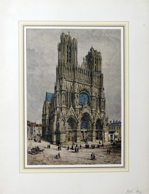 Ansicht der Kathedrale von Reims Frankreich LES MONUMENTS DE LA FRANCE - Le portail de la cathédrale de Reims.,  1840