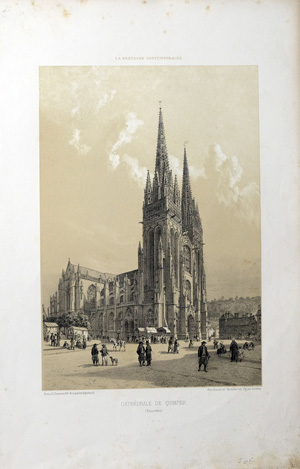 Alte Ansicht Quimper Frankreich Kathedrale CATHEDRALE DE QUIMPER  (Finistère),  1850