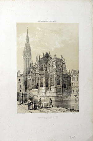 Alte Ansicht Kathedrale Calvados Frankreich ABSIDE DE St. PIERRE DE CAEN, 1852