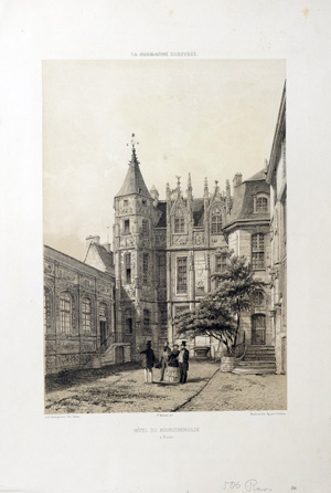 Alte Ansicht Rouen Kathedrale HOTEL DU BOURGTHEROULDE à Rouen,  1850