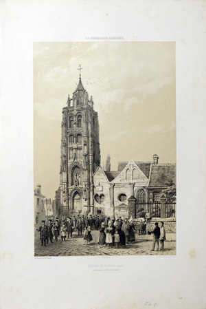 Alte Ansicht Kathedrale Rugles Frankreich EGLISE DE RUGLES (Eure),  1850