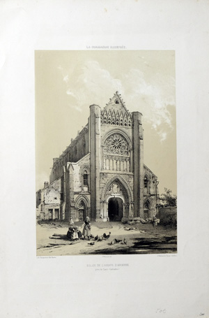 Alte Ansicht Kathedrale Abbaye Ardennen Frankreich  EGLISE DE L`ABBAYE D`ARDENNE, 1852