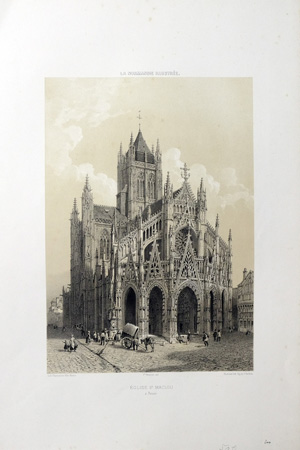Alte Ansicht Kathedrale St. Maclou Frankreich EGLISE ST MACLOU, 1852