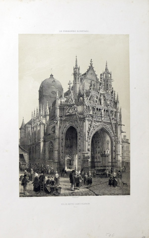 Alte Ansicht Kathedrale Alencon Frankreich EGLISE NOTRE DAME A ALENCON (Orne), 1852