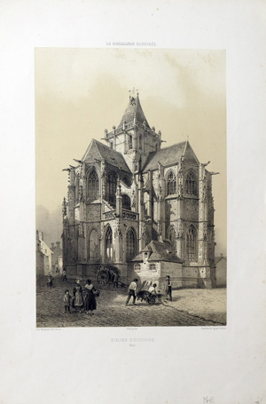 Alte Ansicht Kathedrale Ecouche / Orne Frankreich EGLISE D`ECOUCHÉ (Orne), 1852