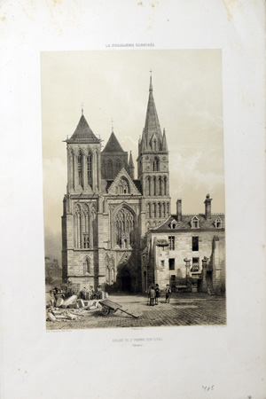 Alte Ansicht der Kathedrale St. Pierre sur Dives / Calvados EGLISE DE St PIERRE SUR DIVES (Calvados), 1852