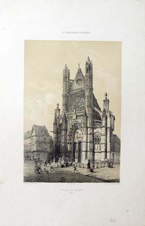 Alte Ansicht der Kathedrale Vernon / Eure Frankreich EGLISE DE VERNON (Eure), 1852