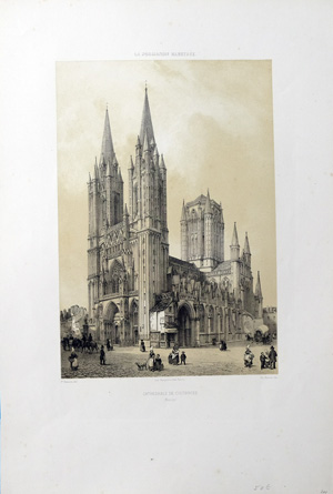 Alte Ansicht der Kathedrale Coutances / Manche Frankreich CATHEDRALE DE COUTANCES (Manche), 1852