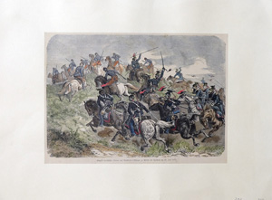 Angriff preussischer Mannen auf Chasseurs d´Afrique zu Pferde bei Forbach am 19. Juli 1870. Angriff preussischer Mannen auf Chasseurs d´Afrique zu Pferde bei Forbach am 19. Juli 1870.,  1870