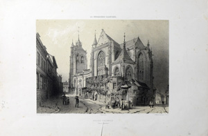 Alte Ansicht Aumale Frankreich, Kathedrale EGLISE D`AUMALE,  1850