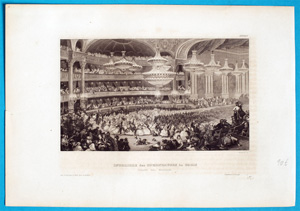 Alte Ansicht Paris Opernhaus INTERIORE des OPERNHAUSES in PARIS (GRAND BAL MASQUE),  1850