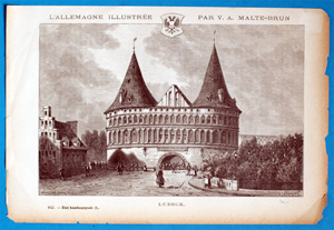 Alte Ansicht Lübeck Holstentor LUBECK.,  1880