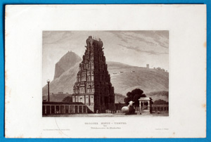 Alte Ansicht Hindutempel Tritchencore, Hindustan Indien GROSSER HINDU - TEMPEL, 1850