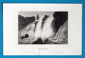 Alte Ansicht Indien Wasserfall Puppanassum PUPPANASSUM,  1850