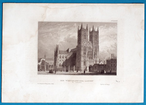 Alte Ansicht London Westminster Abbey DIE WESTMINSTER-ABTEI in London,  1870