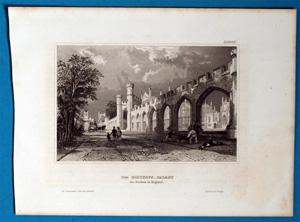 Alte Ansicht Durham England, Bischofspalast Der BISCHOFS_PALAST zu Durham in England.,  1860