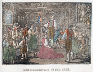 Alte Ansicht Kneipe, Baden, Hahnentanz DER HAHNENTANZ IN DER BAAR., 1836