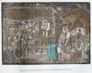 Alte Ansicht Schwarzwald, Glasfabrikation GLASFABRIKATION IM SCHWARZWALD., 1836