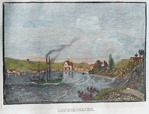 Alte Ansicht Ludwigshafen / Bodensee, Hafen LUDWIGSHAFEN (am Bodensee), 1836