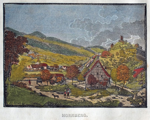 Alte Ansicht Hornberg Schwarzwald Gutach-Tal HORNBERG., 1836