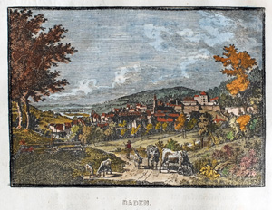 Alte Ansicht Baden-Baden im Schwarzwald BADEN, 1836