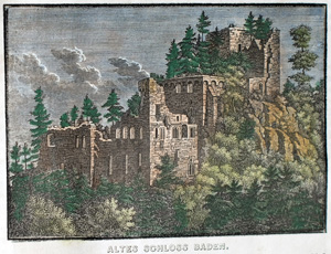 Alte Ansicht Baden-Baden Schloss ALTES SCHLOSS BADEN., 1836