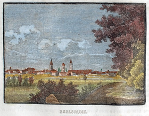Alte Ansicht von Karlsruhe KARLSRUHE., 1836