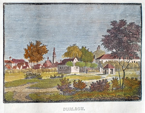 Alte Ansicht Durlach, Baden DURLACH., 1836