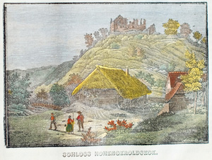 Alte Ansicht Burg Hohengerolseck bei Lahr / Schwarzwald HOHENGEROLDSECK., 1836
