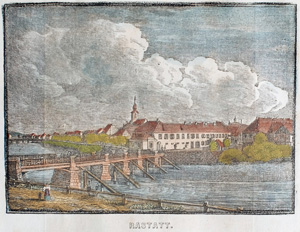 Alte Ansicht Rastatt am Rhein RASTATT., 1836