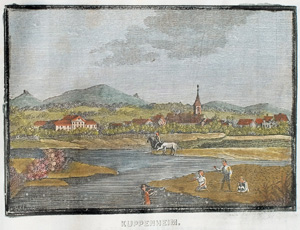 Alte Ansicht Kuppenheim bei Rastatt am Rhein KUPPENHEIM., 1836