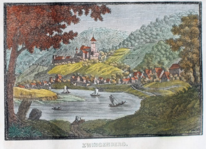 Alte Ansicht Zwingenberg am Neckar ZWINGENBERG., 1836
