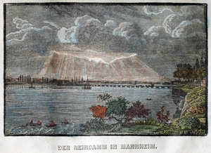 Alte Anicht Manheim, Rhein DER REINDAMM IN MANNHEIM, 1836