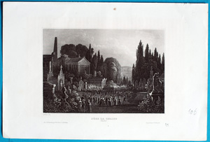 Alte Ansicht Paris Friedhof PÈRE LA CHAISE,  1837