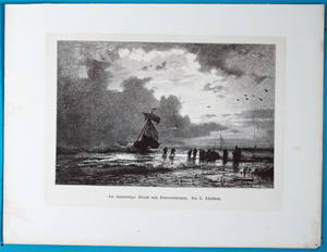 Alte Ansicht Strand Scheweningen, Holland  Am Scheveninger Strand. Von A. Achenbach.,  1890